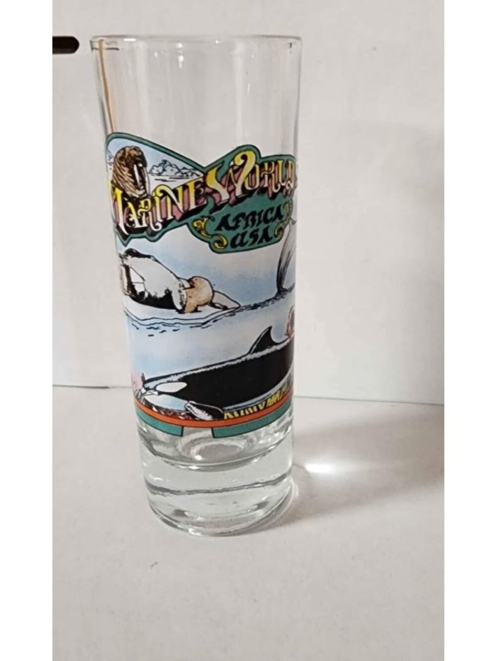 Marine World Africa USA Vacation Souvenir Tall Shot Glass Shooter  B6